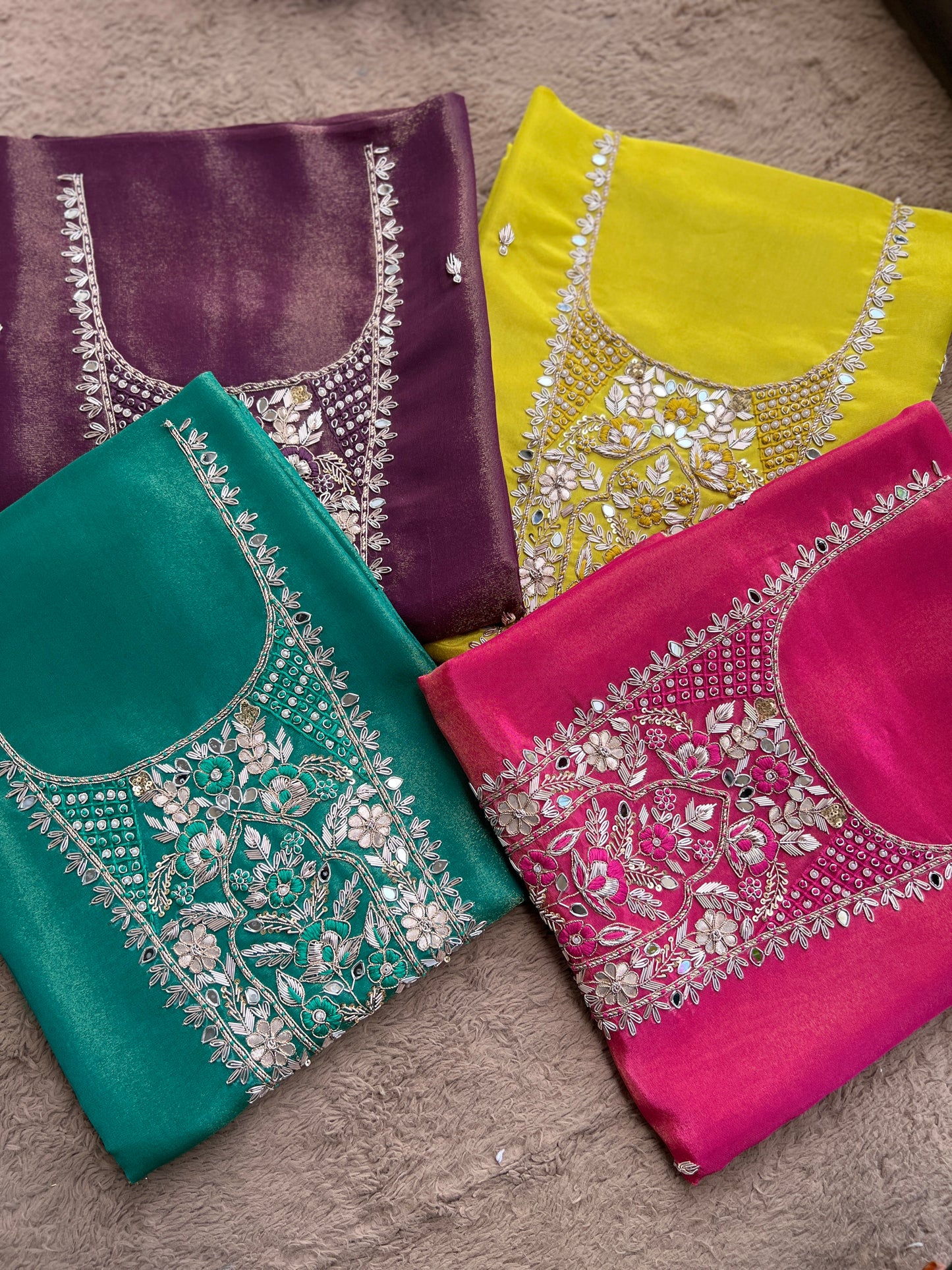 Royal Shimmer Silk Suit with Exquisite Zardozi & Gota Handwork