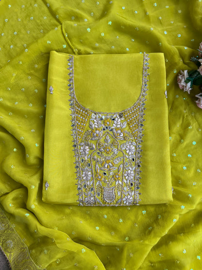 Royal Shimmer Silk Suit with Exquisite Zardozi & Gota Handwork