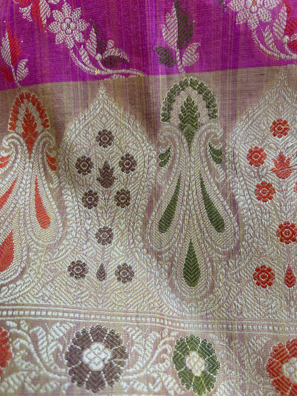 Handwoven Banarasi Elegance in Pink & Beige