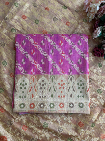 Handwoven Banarasi Elegance in Pink & Beige