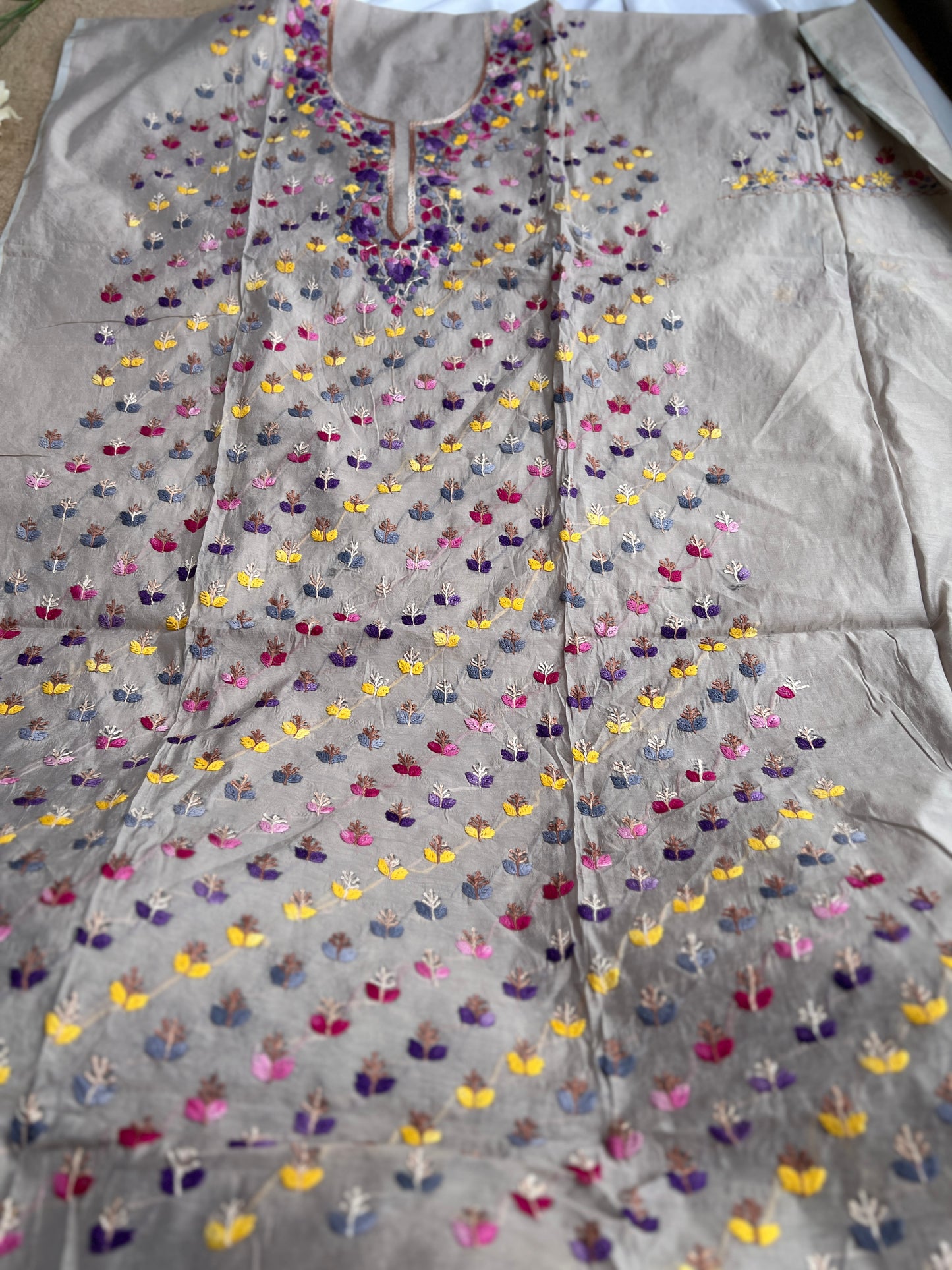 Moon Grey Resham Handcrafted Suit Set
