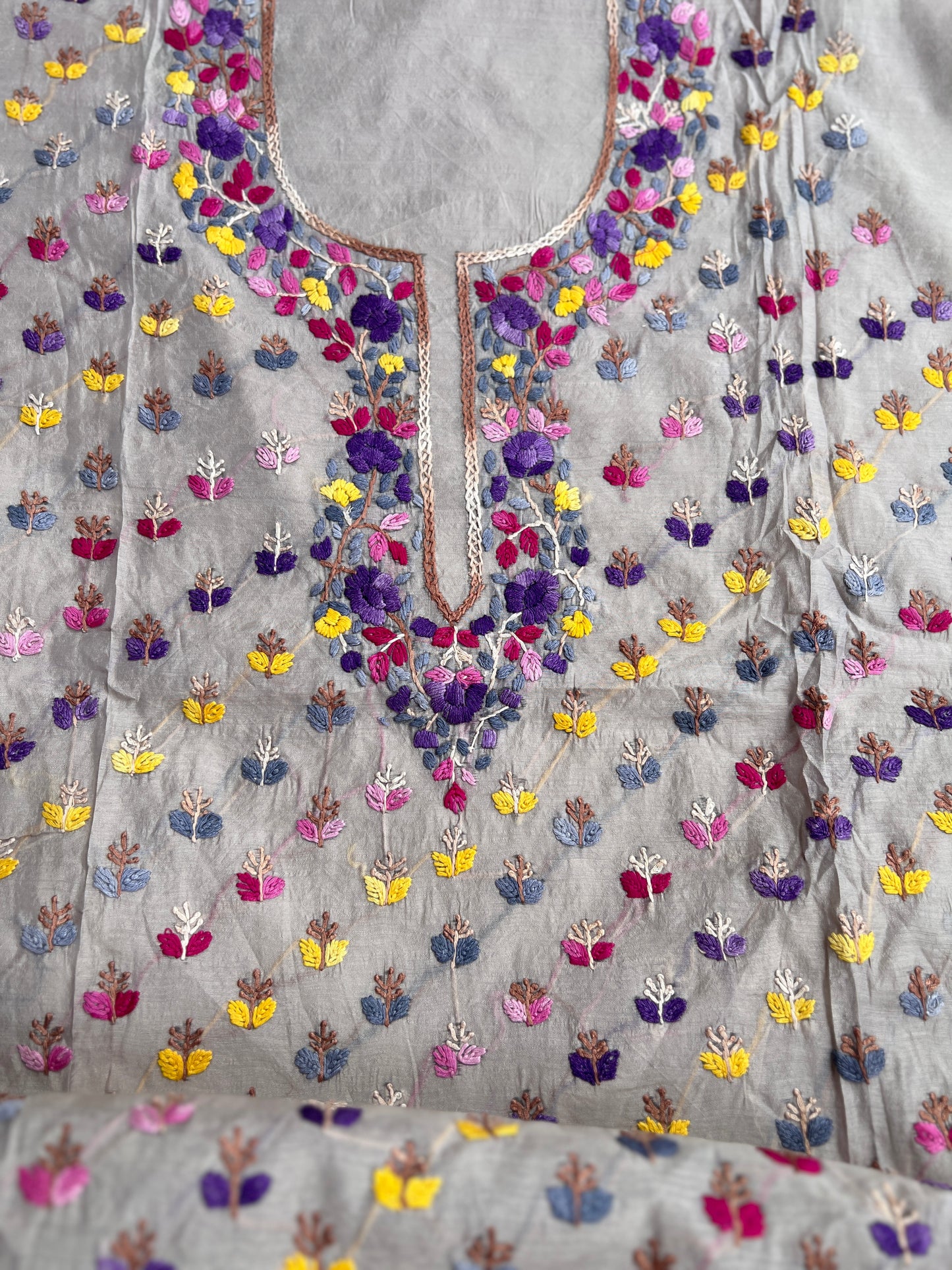 Moon Grey Resham Handcrafted Suit Set