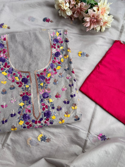 Moon Grey Resham Handcrafted Suit Set