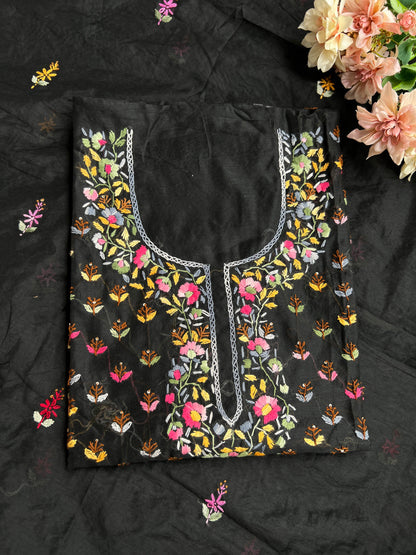 Midnight Bloom Resham Handcrafted Suit