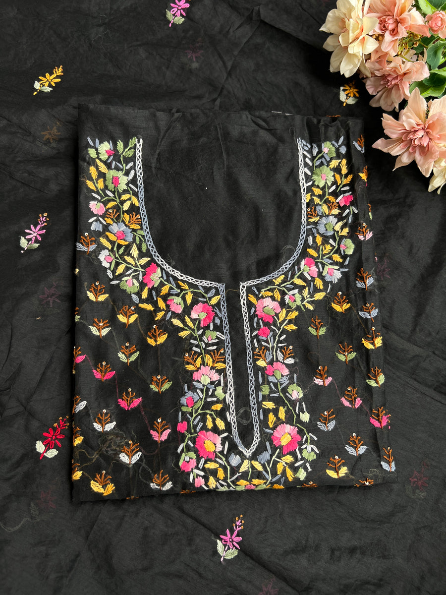 Midnight Bloom Resham Handcrafted Suit