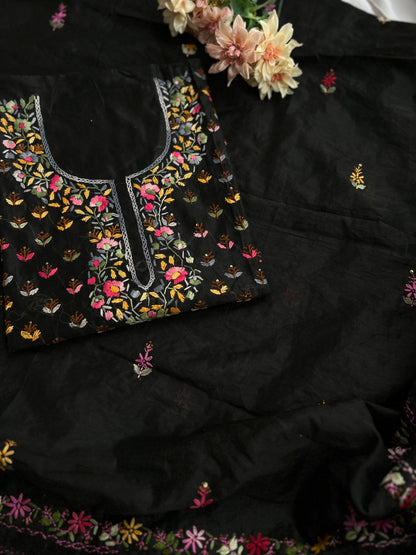 Midnight Bloom Resham Handcrafted Suit