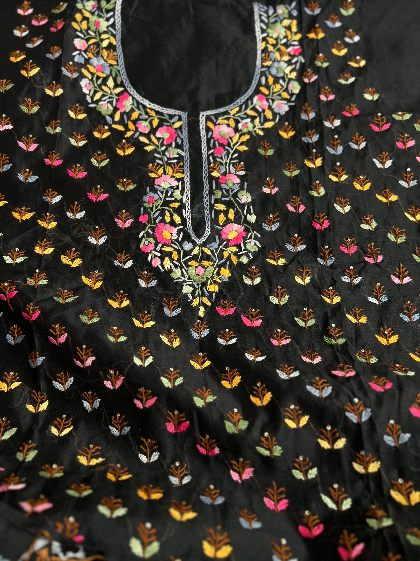Midnight Bloom Resham Handcrafted Suit