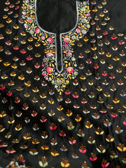 Midnight Bloom Resham Handcrafted Suit