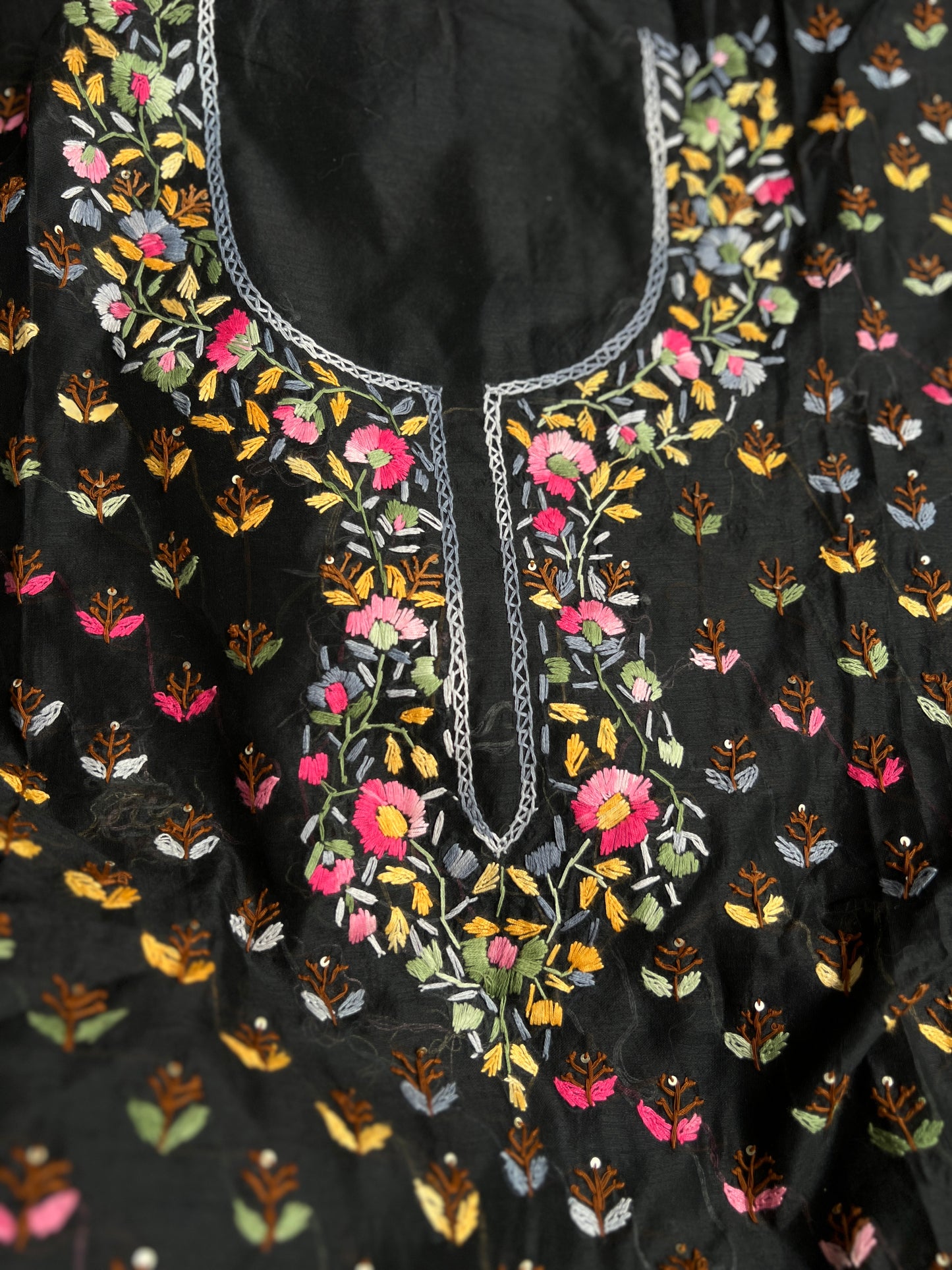 Midnight Bloom Resham Handcrafted Suit