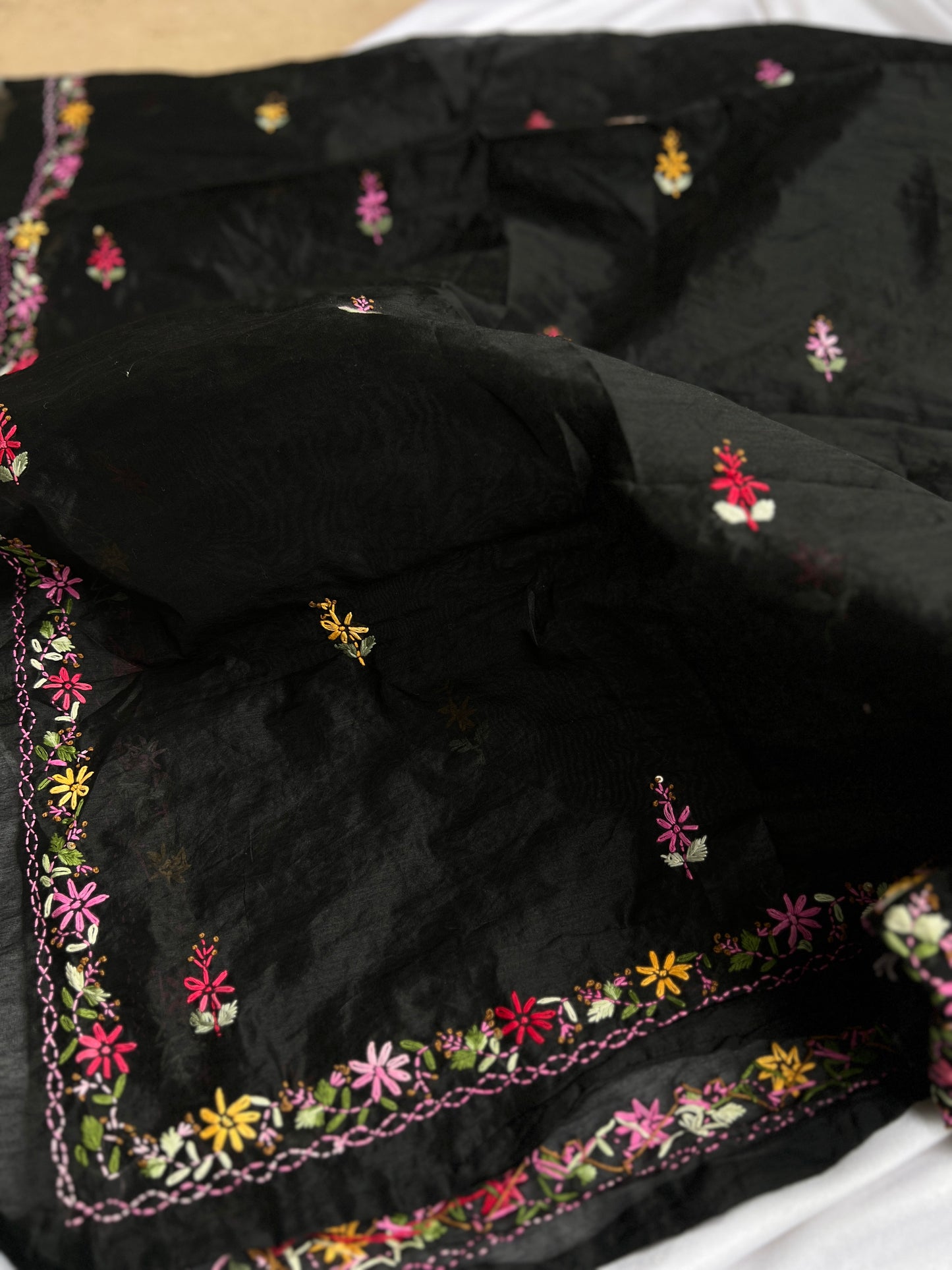 Midnight Bloom Resham Handcrafted Suit