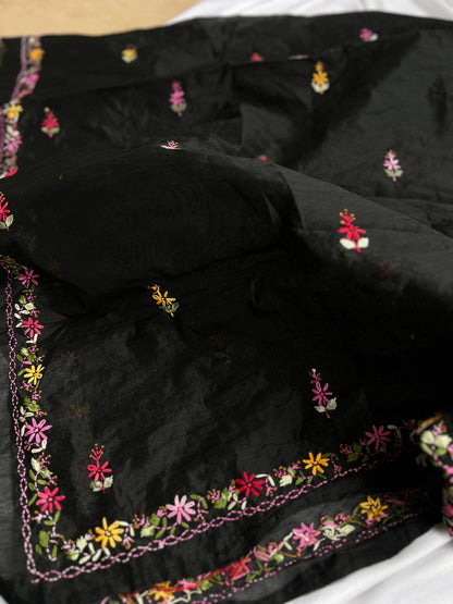Midnight Bloom Resham Handcrafted Suit