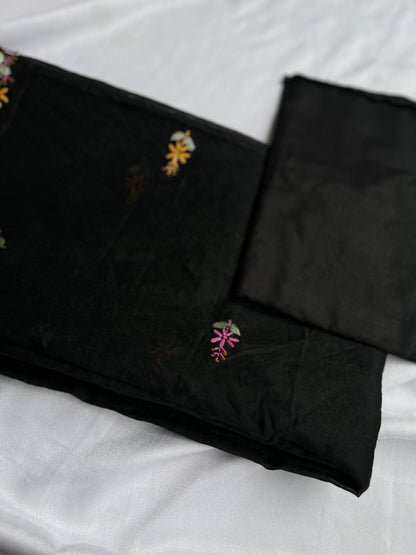 Midnight Bloom Resham Handcrafted Suit