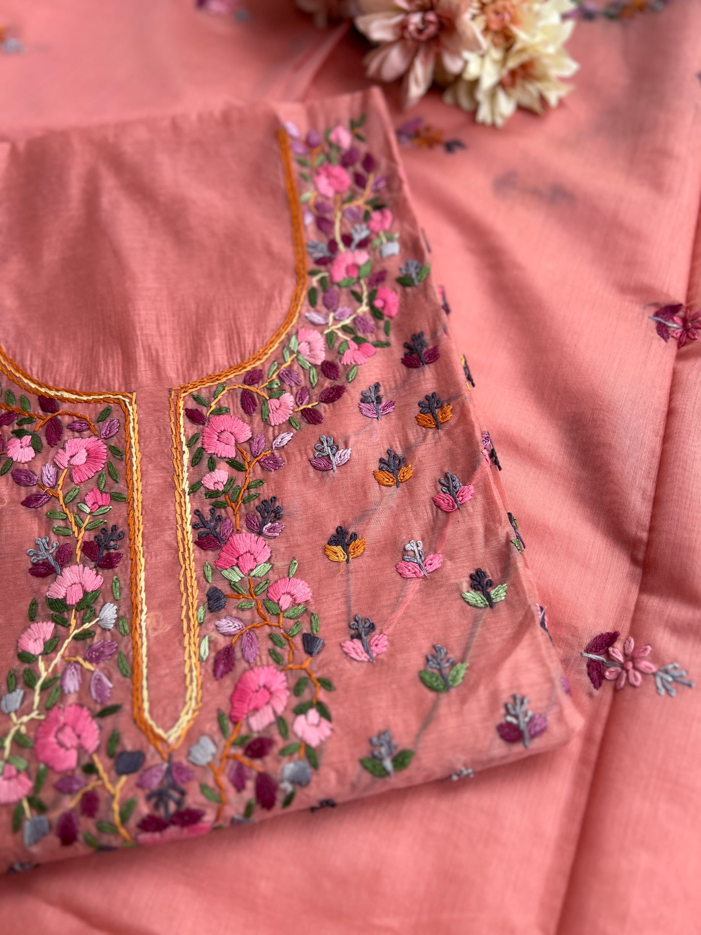 Dusty Pink Floral Resham Handcrafted Suit