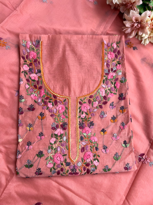Dusty Pink Floral Resham Handcrafted Suit