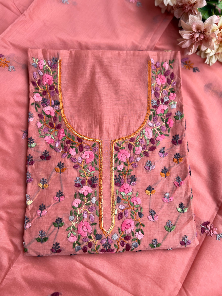 Dusty Pink Floral Resham Handcrafted Suit
