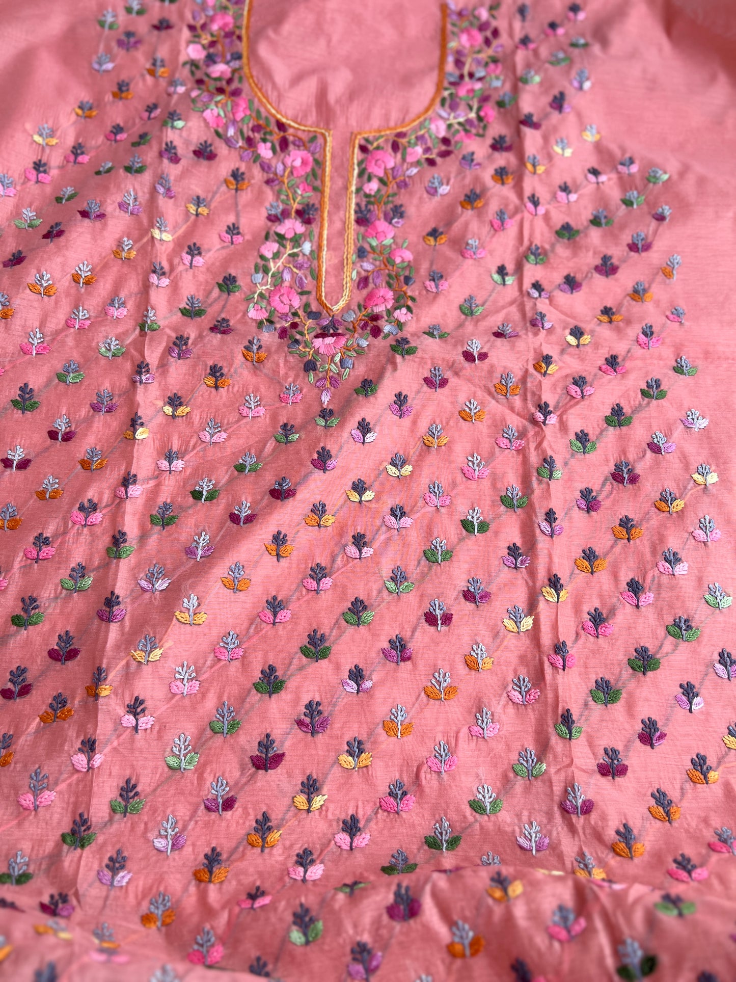 Dusty Pink Floral Resham Handcrafted Suit