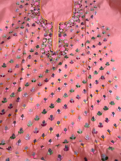 Dusty Pink Floral Resham Handcrafted Suit