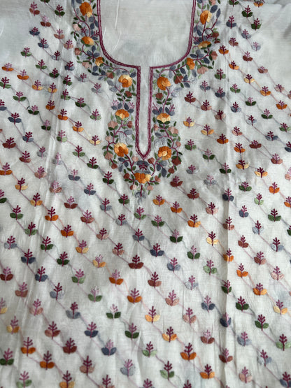 Ivory Floral Resham Handcrafted Suit