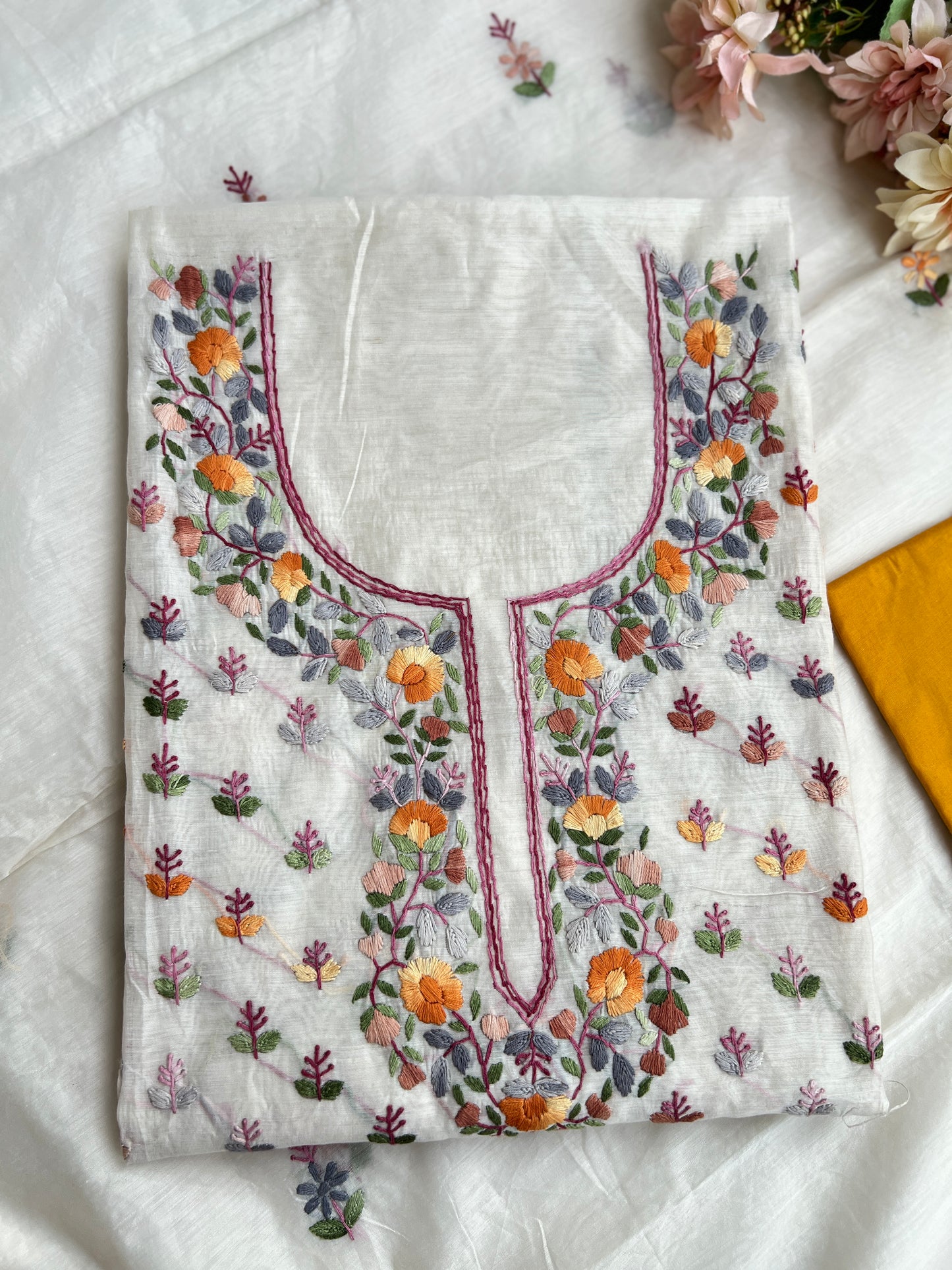 Ivory Floral Resham Handcrafted Suit