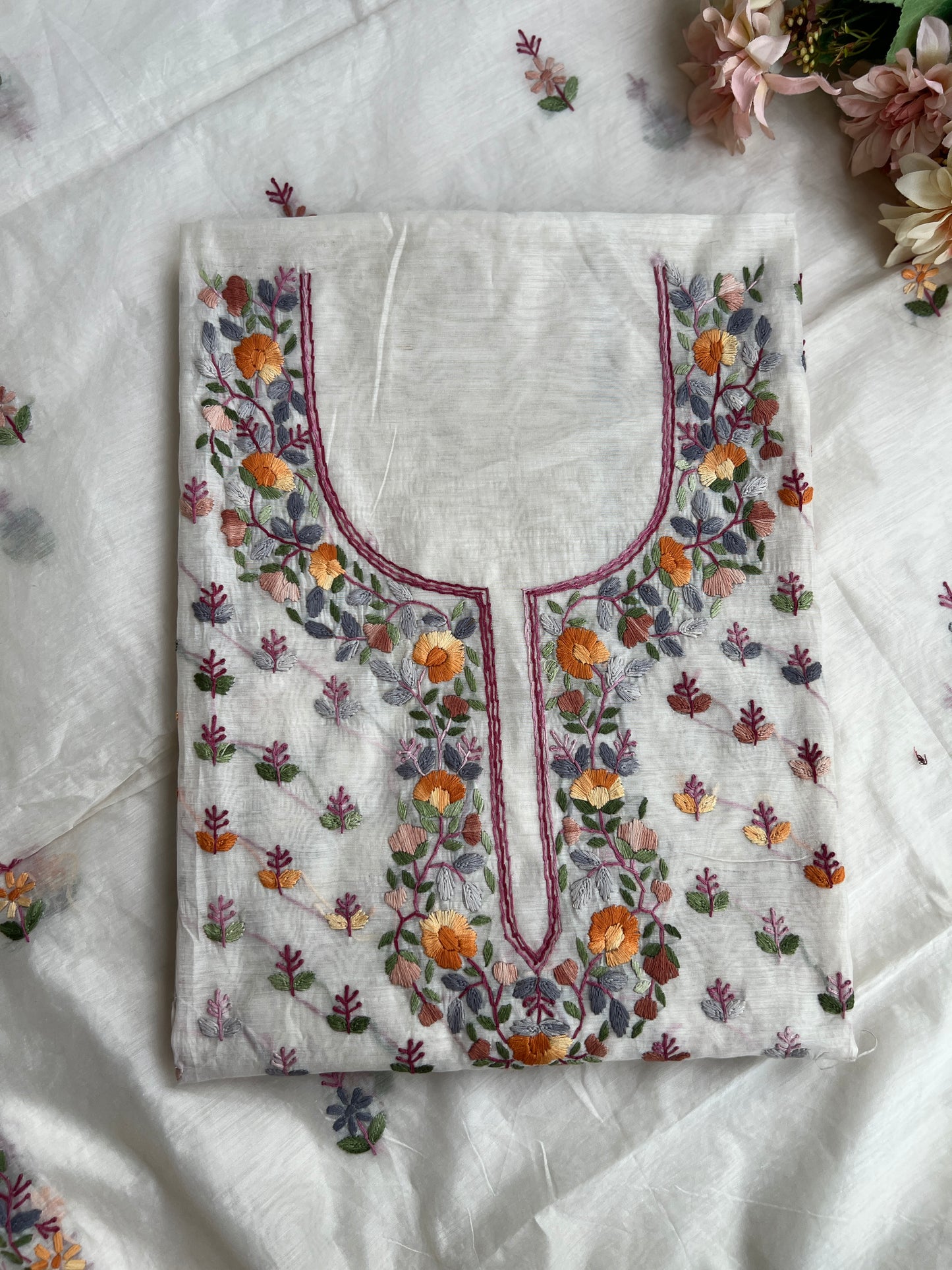 Ivory Floral Resham Handcrafted Suit