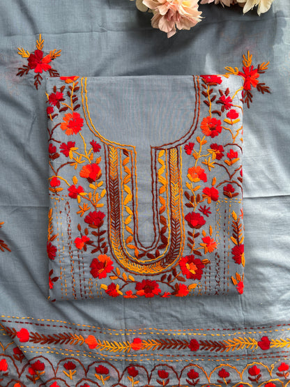 Steel Grey Artisan Thread Embroidery Suit