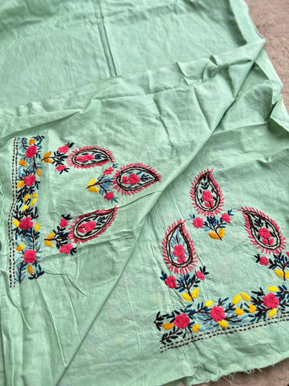 Mint Blue Multicolor Thread Embroidered Suit