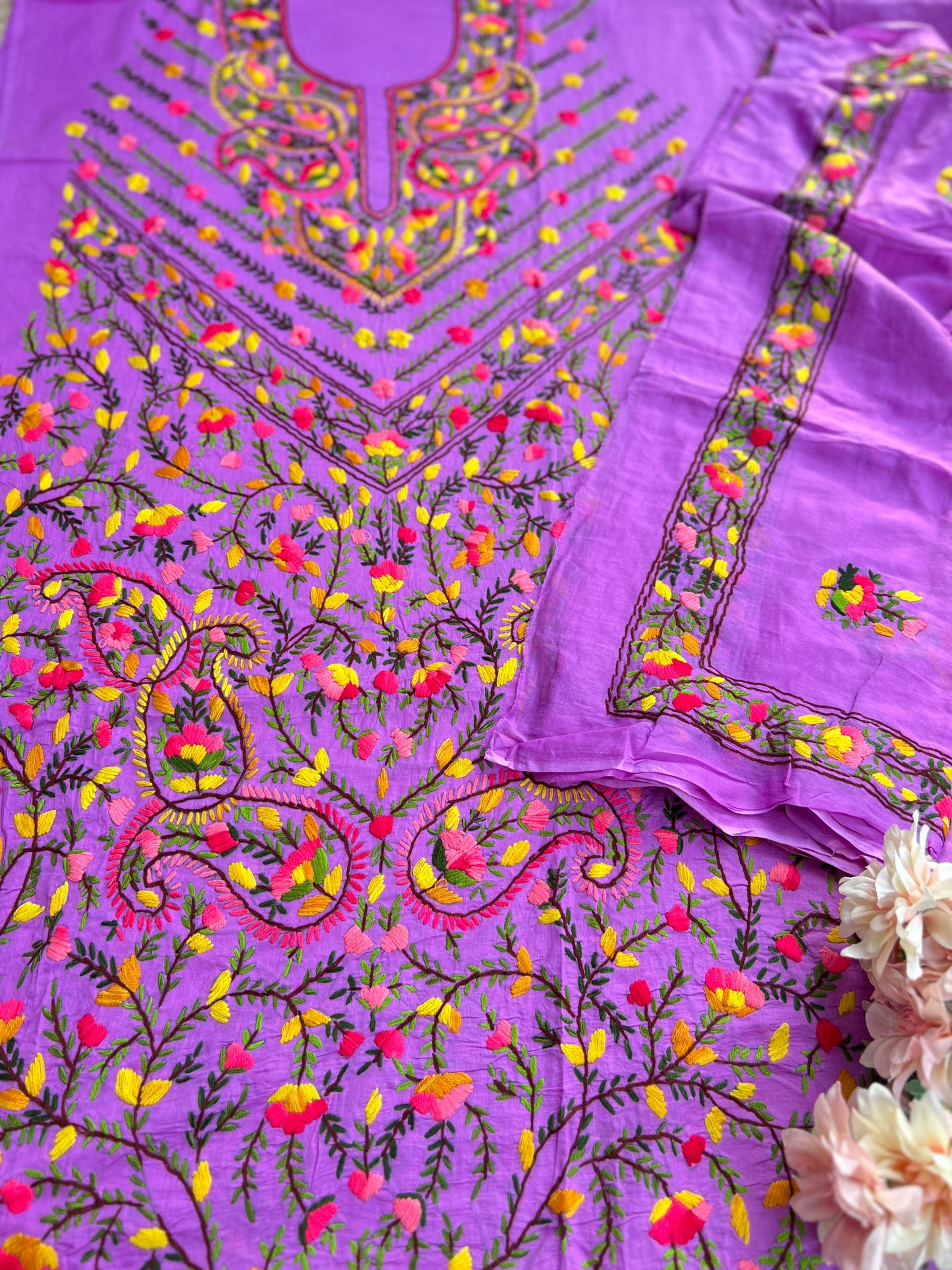 Royal Purple Floral Thread Embroidered Suit Set