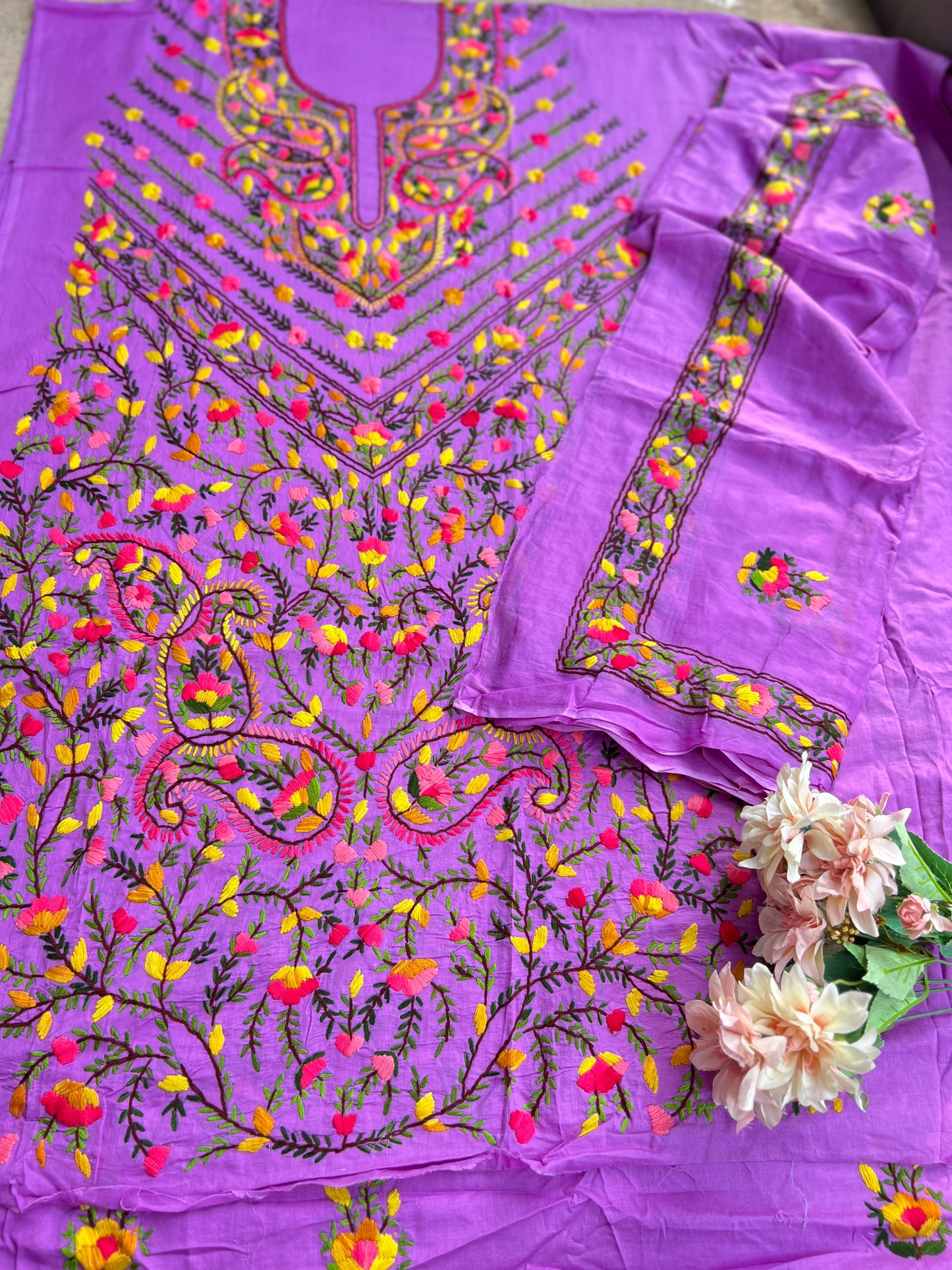 Royal Purple Floral Thread Embroidered Suit Set