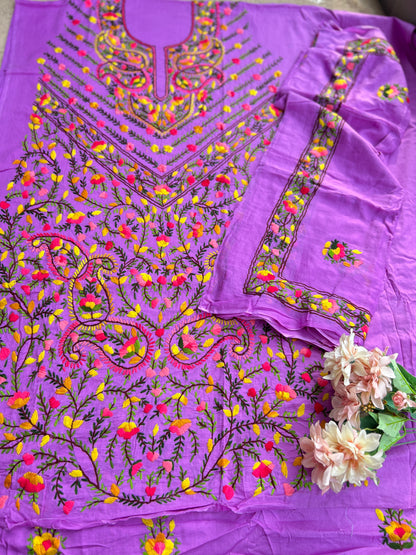 Royal Purple Floral Thread Embroidered Suit Set
