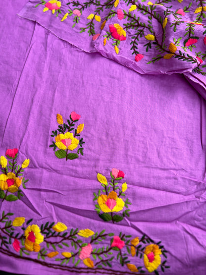 Royal Purple Floral Thread Embroidered Suit Set