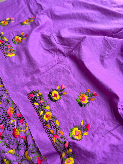 Royal Purple Floral Thread Embroidered Suit Set