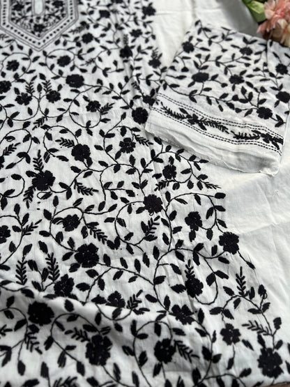 Steel Grey & Black Floral Embroidered Suit