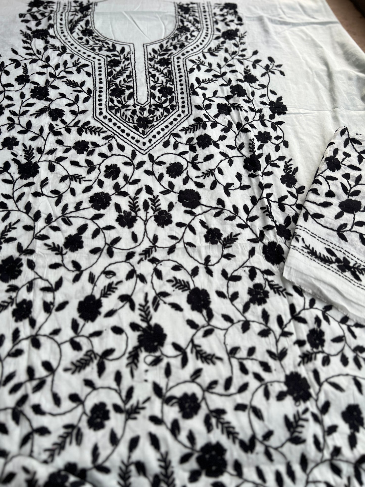 Steel Grey & Black Floral Embroidered Suit
