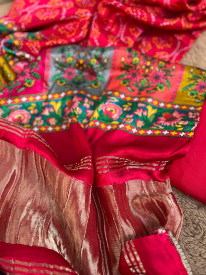 Red  Patola Silk Designer Dupatta