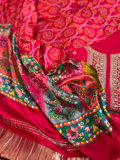 Red  Patola Silk Designer Dupatta