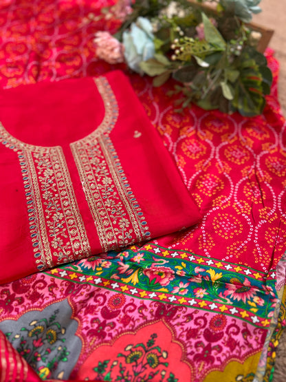Red  Patola Silk Designer Dupatta