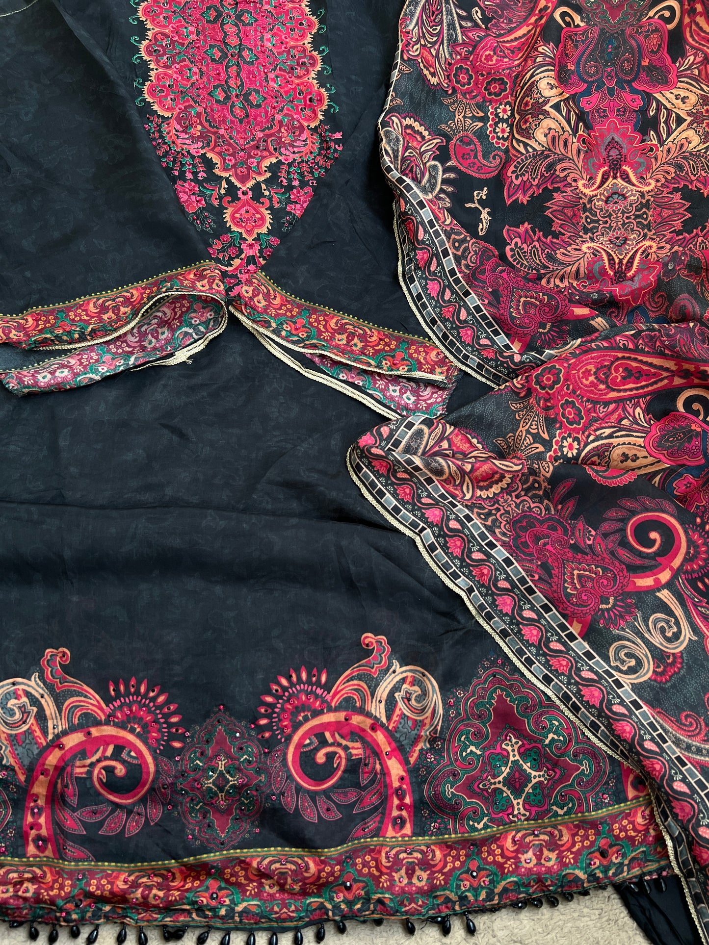 Vintage Luxe Russian Silk Suit — Sabyasachi Print