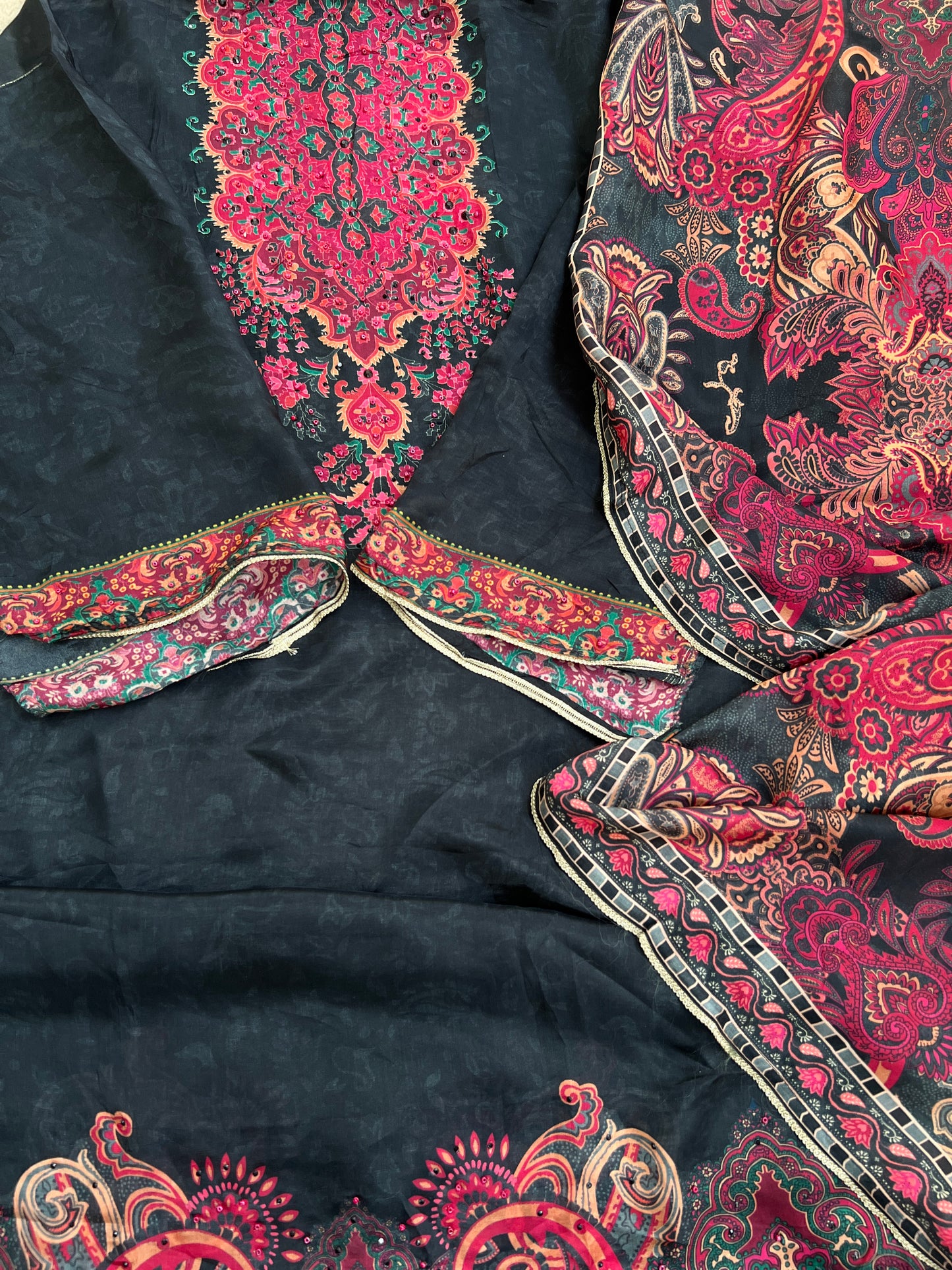 Vintage Luxe Russian Silk Suit — Sabyasachi Print