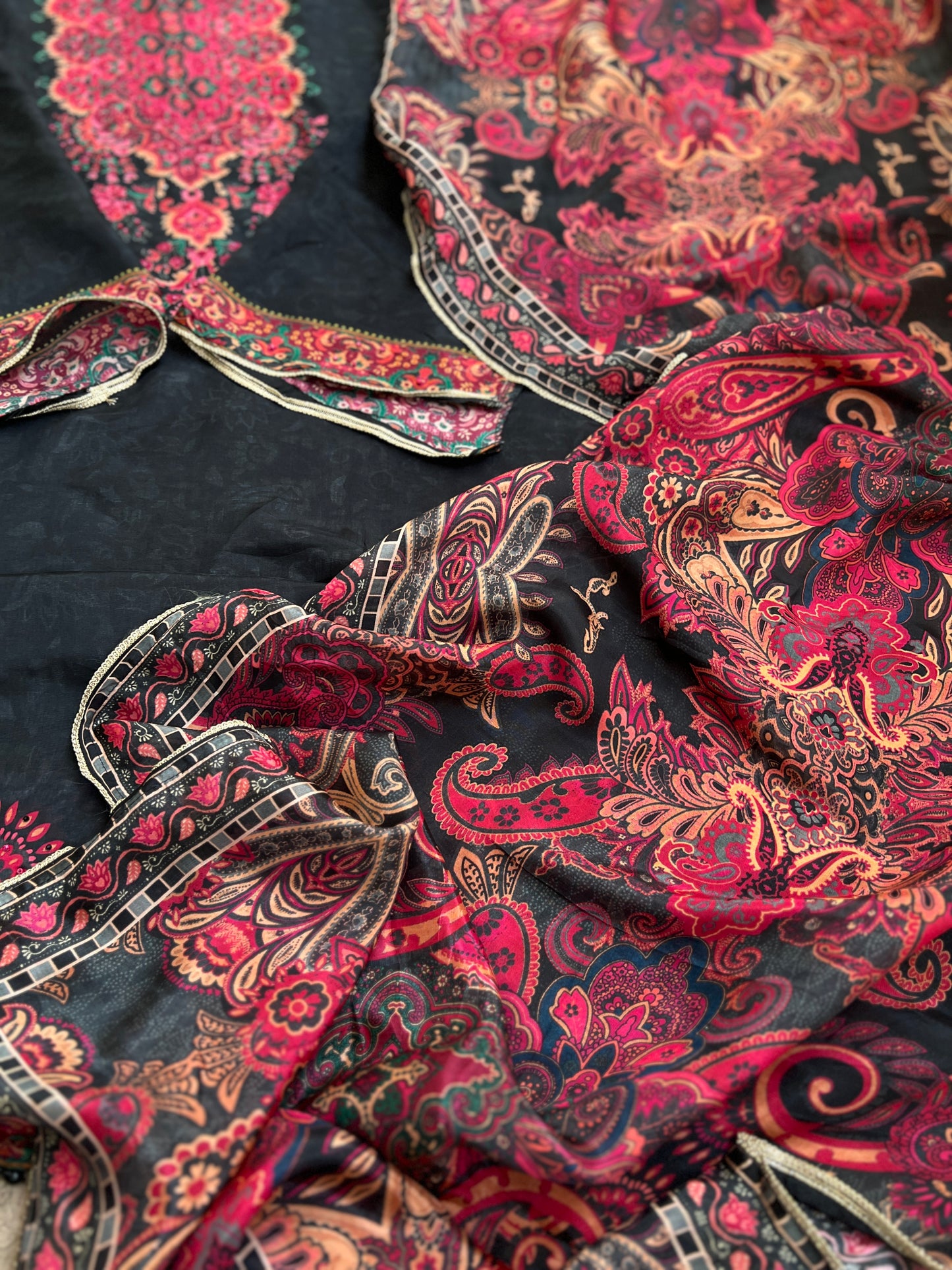 Vintage Luxe Russian Silk Suit — Sabyasachi Print