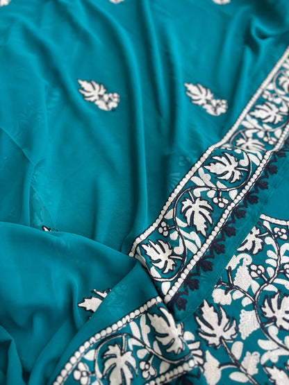 Premium Georgette Chinar Kashmiri Embroidered Suit Set