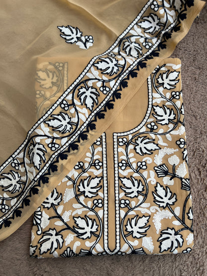 Premium Georgette Chinar Kashmiri Embroidered Suit Set