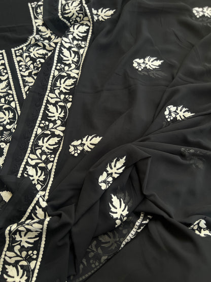 Premium Georgette Chinar Kashmiri Embroidered Suit Set