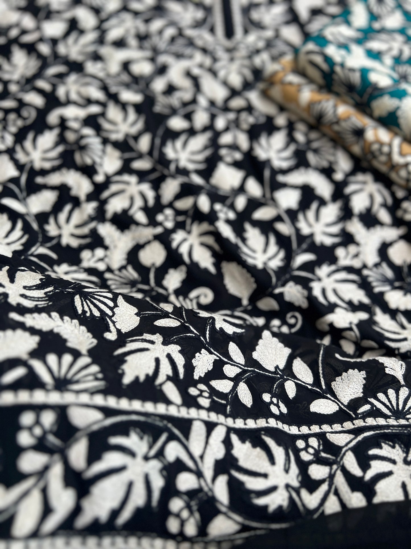 Premium Georgette Chinar Kashmiri Embroidered Suit Set