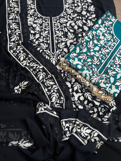 Premium Georgette Chinar Kashmiri Embroidered Suit Set