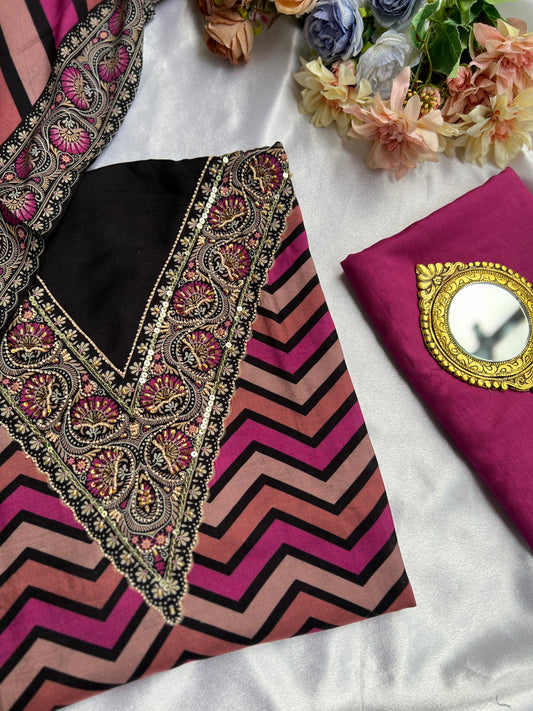 Bold Chevron Muslin Suit Set