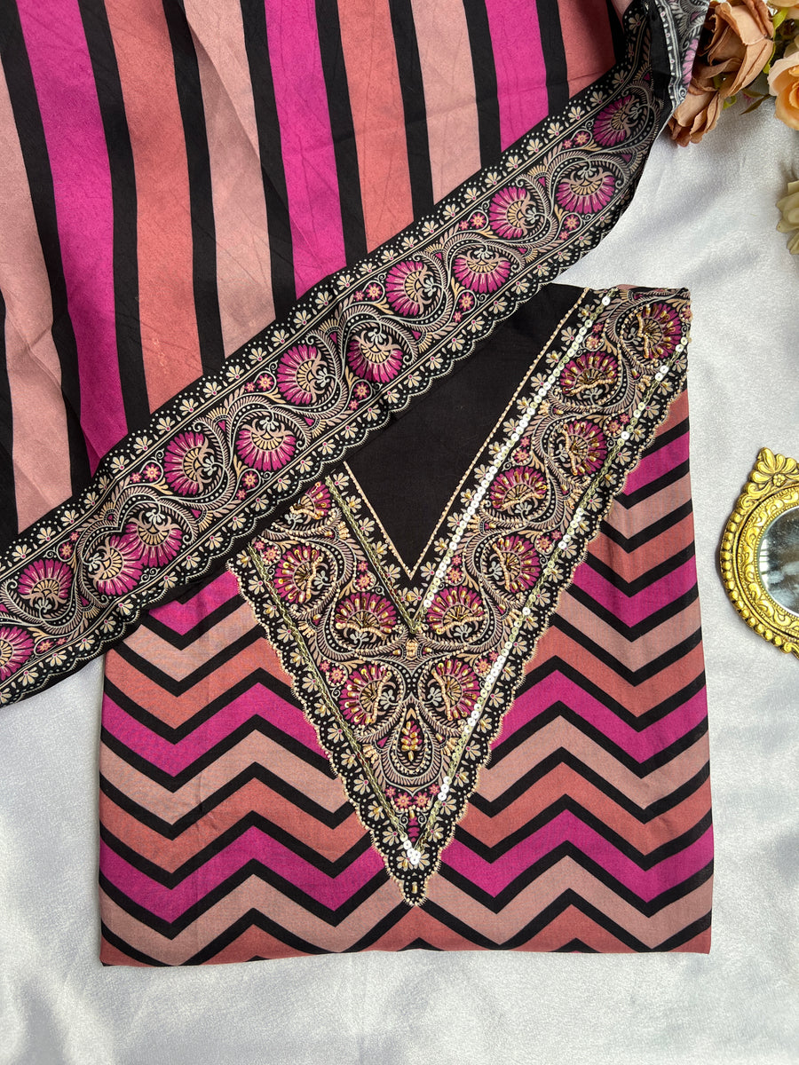 Bold Chevron Muslin Suit Set