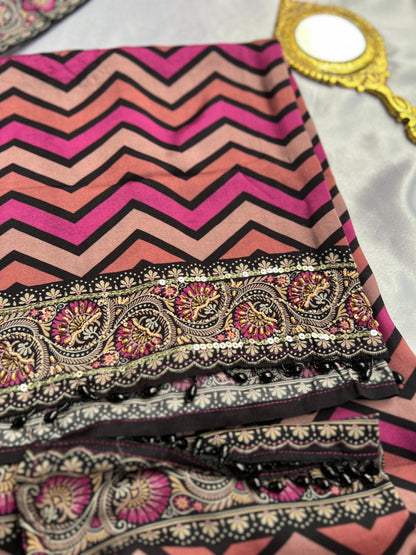 Bold Chevron Muslin Suit Set