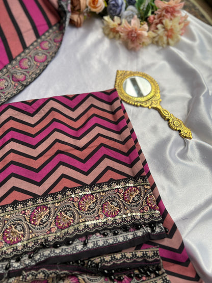 Bold Chevron Muslin Suit Set