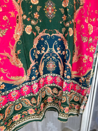 Emerald Bloom Muslin Karanchi Suit Set