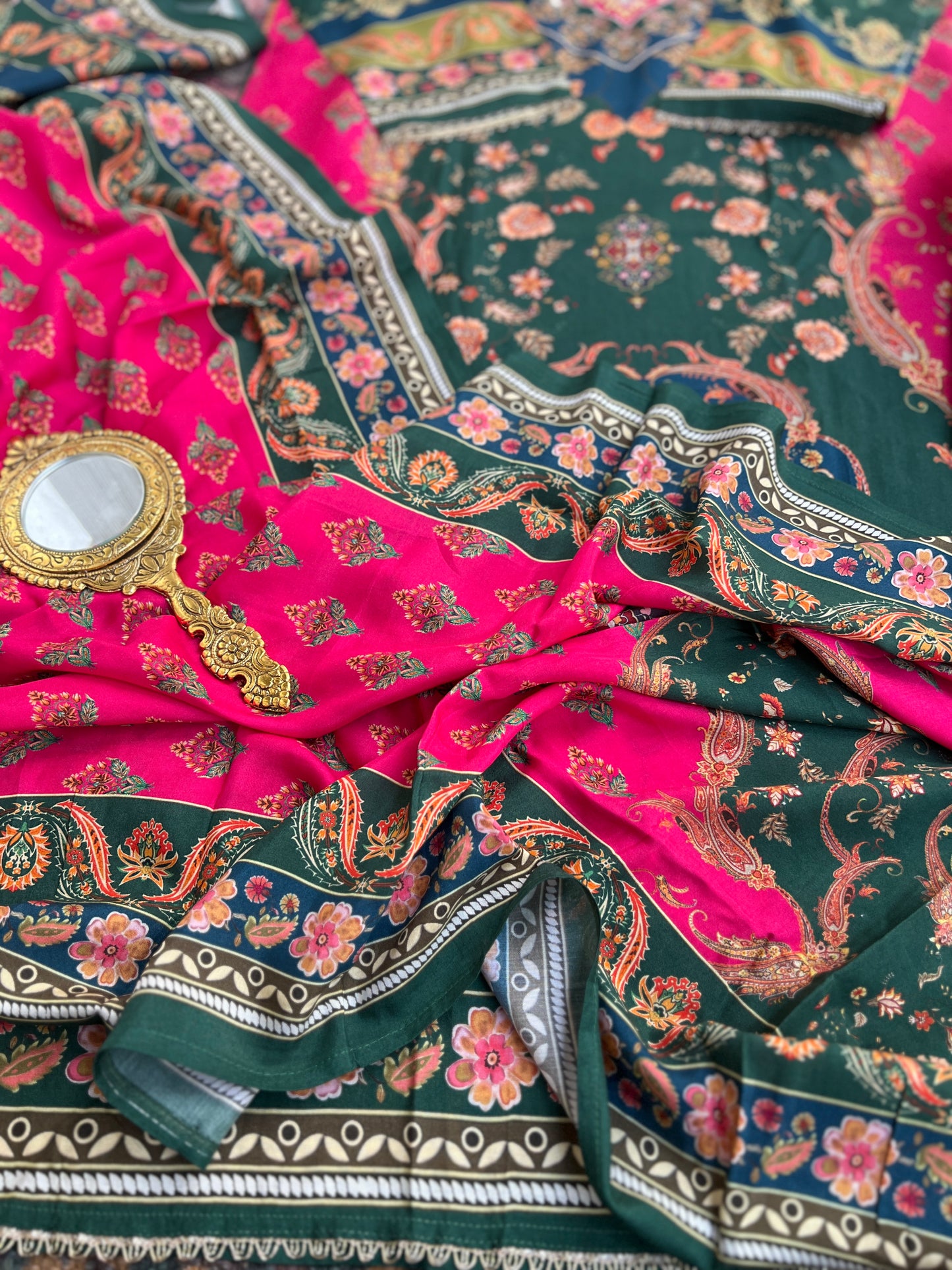 Emerald Bloom Muslin Karanchi Suit Set